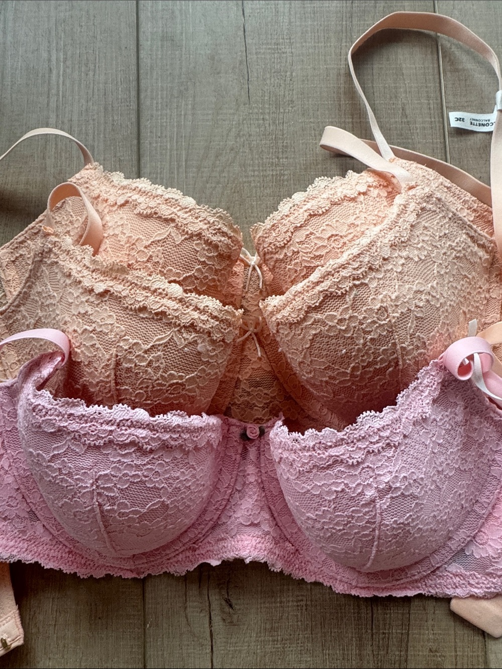 aerie 32c bra balconette pink and peach